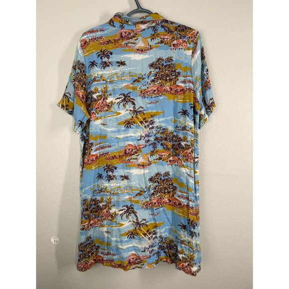 Faherty Womens Blue Travel Pattern Dress L Resortwear Vacation Cruise Tropical - Picture 3 of 7